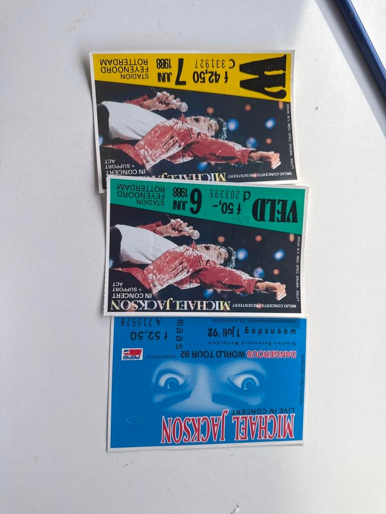 Michael Jackson concert kaartjes rotterdam, Ophalen of Verzenden, Zo goed als nieuw, Foto of Kaart
