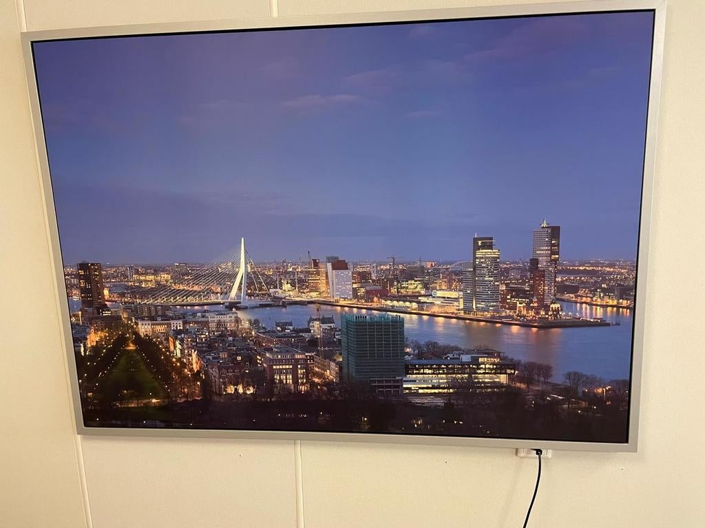 Schilderij Rotterdam Skyline bij Nacht, Antiek en Kunst, Ophalen of Verzenden