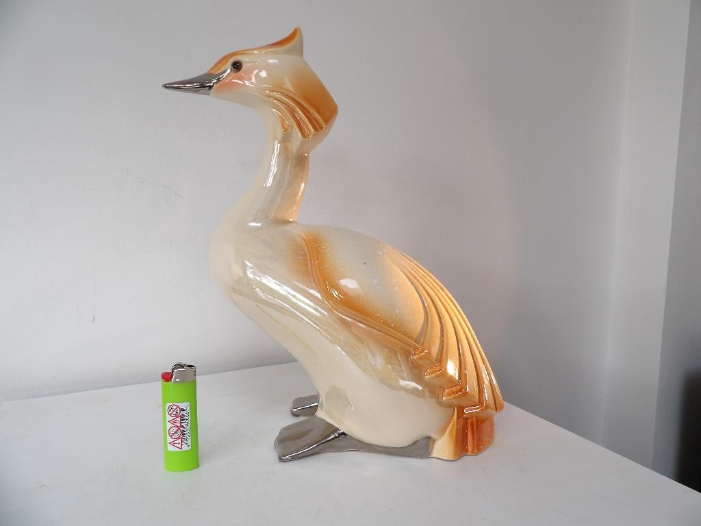 Art Deco Groot Beeld Fuut, Keramiek, Ophalen of Verzenden