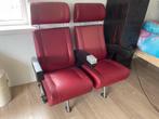 Vintage Treinbank - Rode Stoelen met Armleuningen, Ophalen, Gebruikt, Twee, Leer