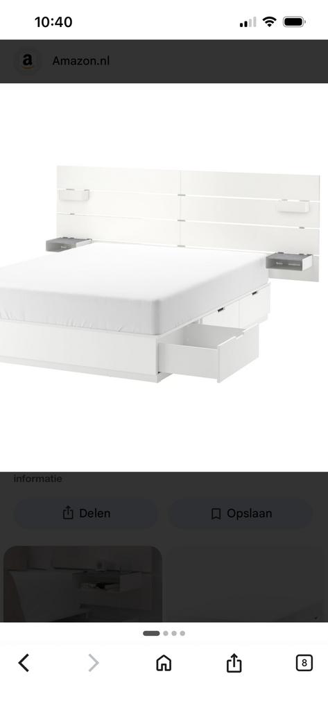Ikea nordli hoofdeind voor bed 160 - 180 breed, Ophalen, Gebruikt, Wit, Tweepersoons