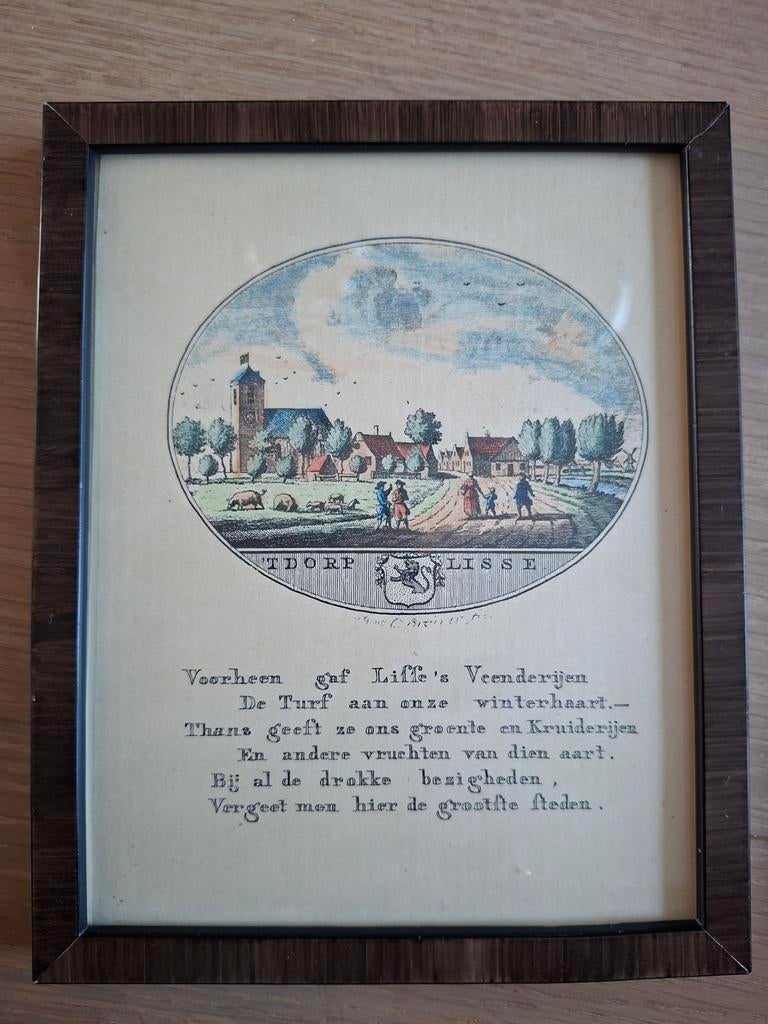 Ovale kopergravure Lisse, 18e eeuw, Antiek en Kunst, Kunst | Etsen en Gravures, Ophalen of Verzenden