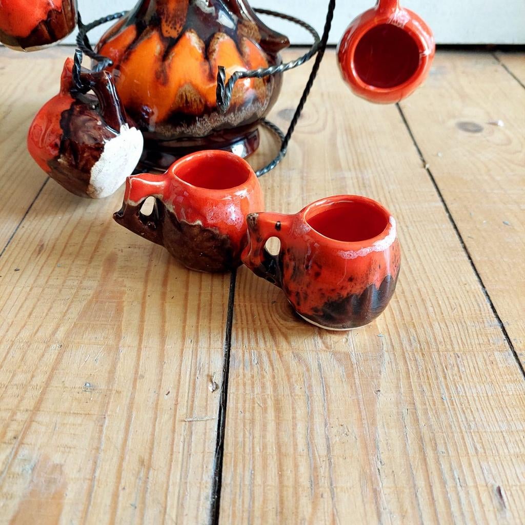 Lucky Vintage "fat lava" likeurset keramiek stijl Vallauris, Ophalen of Verzenden, Huis en Inrichting