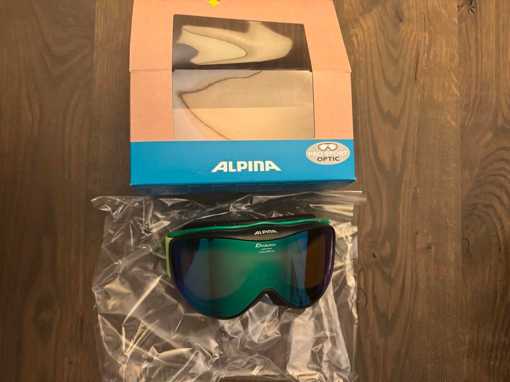 Alpina Challenge 2.0 Skibril - Black/Green Optic, Overige merken, Overige typen, Nieuw, Ophalen of Verzenden