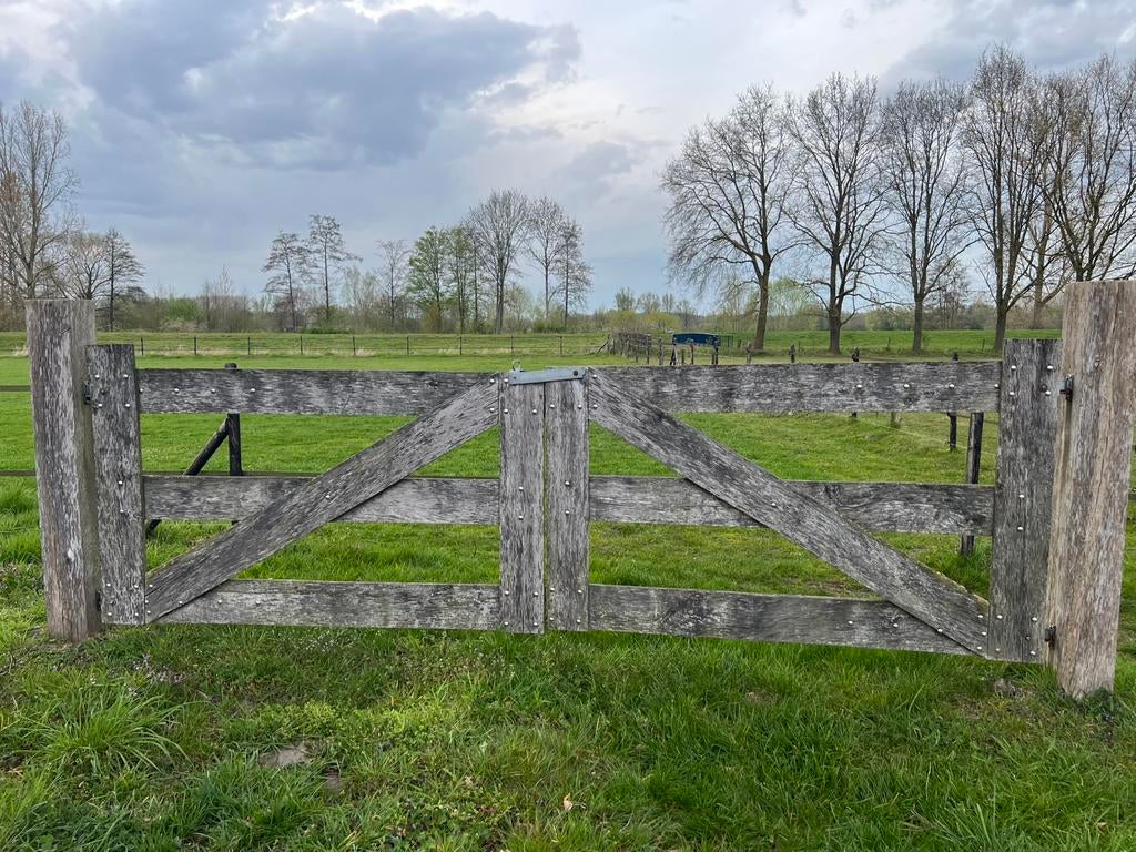 Eiken weide poort zonder palen, Tuin en Terras, Ophalen, Zo goed als nieuw, Hout, Tuinhek