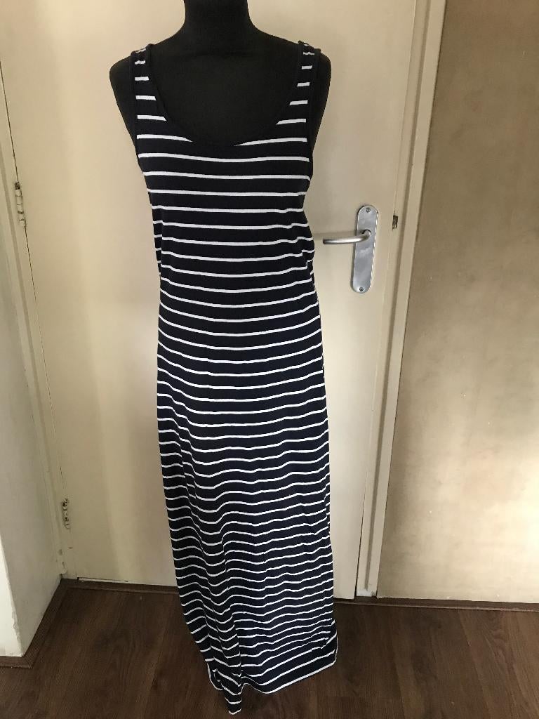 blauw/witte maxi jurk (Only), Maat 38/40 (M), Ophalen of Verzenden, Gedragen, Onder de knie