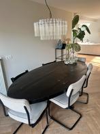 Zwart ovale eettafel, Huis en Inrichting, Ophalen, 100 tot 150 cm, 200 cm of meer, Zo goed als nieuw