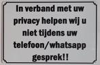 Wij helpen niet tijdens telefoongesprek reclamebord metaal, Info@deconoord.nl, Deco Noord, Nieuw, Ophalen of Verzenden