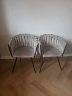 Stijlvolle set van 2 taupe velvet / velours stoelen, Ophalen, Twee, Bruin, Zo goed als nieuw