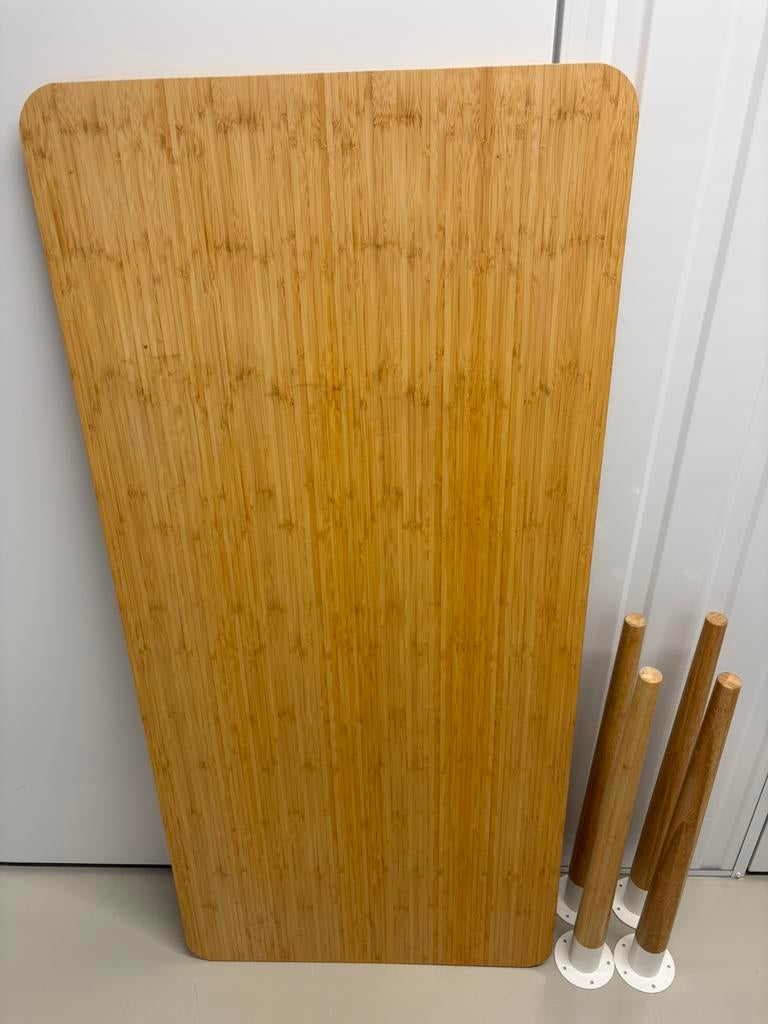 IKEA HILVER bureau / tafel bamboe – met losse poten, Huis en Inrichting, Bureaus, Gebruikt, IKEA, Scandinavisch, Ophalen