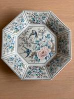 Vintage Japans porseleinen wandbord met vogels en bloemen, Ophalen of Verzenden