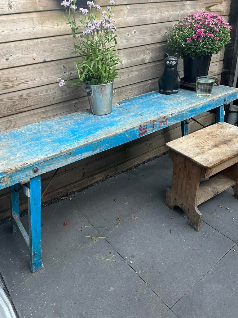 Antieke opklapbare markttafel India 180x45x70 Ophalen!, Ophalen