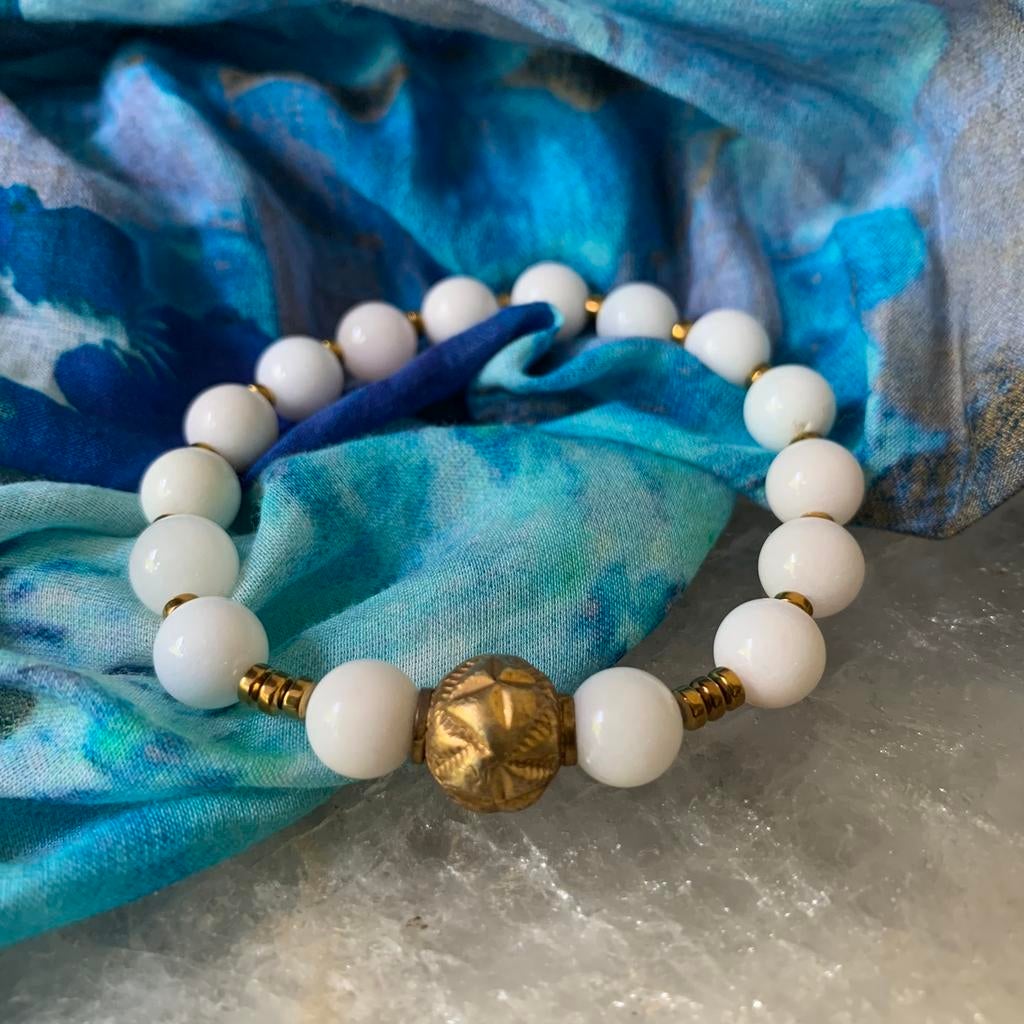 Jade wit meditatie welvaart magie uniek beschermt uniek, Met bedels of kralen, Wit, Nieuw, Ophalen of Verzenden