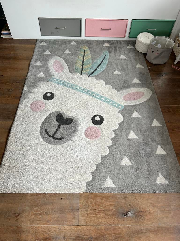 Vloerkleed alpaca lama kinderkamer groot 160x230, Ophalen, 150 tot 200 cm, 200 cm of meer, Zo goed als nieuw