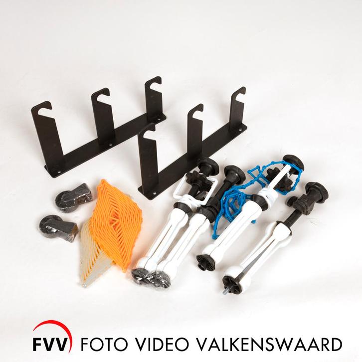 2 muurbeugels voor achtergrondrol +assen en kettingen, Audio, Tv en Foto, Fotografie | Fotostudio en Toebehoren, Nieuw, Overige typen