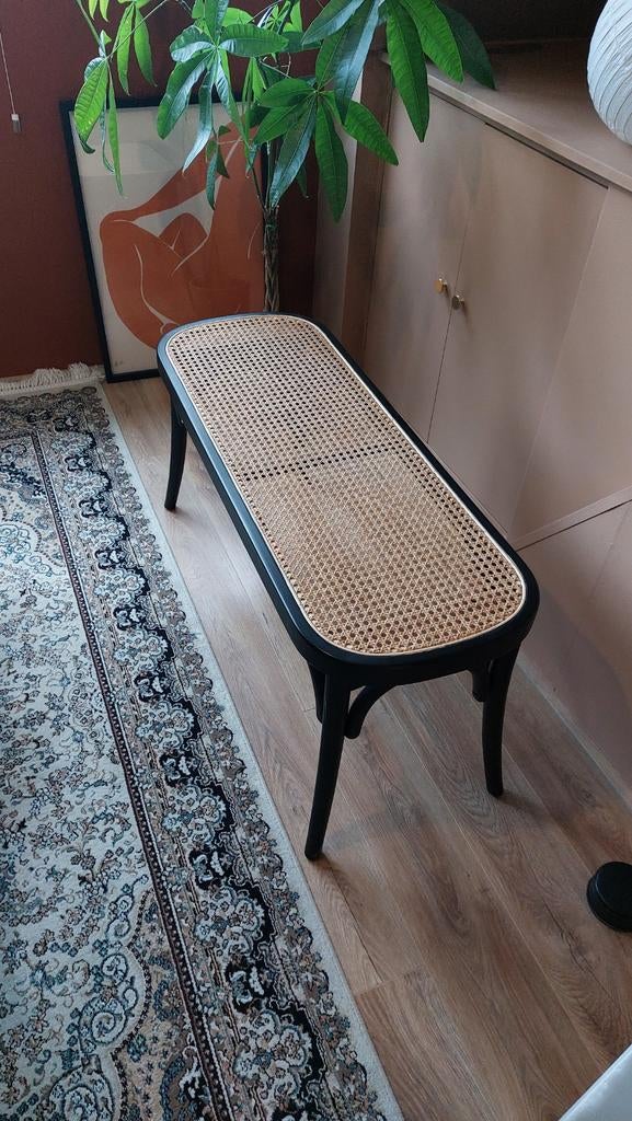 Zwart bankje met rotan zitting La Redoute, Ophalen, Zo goed als nieuw, Overige maten, Minder dan 150 cm