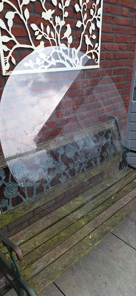 Ronde glazen tafelblad, Huis en Inrichting, Tafelonderdelen, Ophalen, Rond, Glas, 100 tot 150 cm