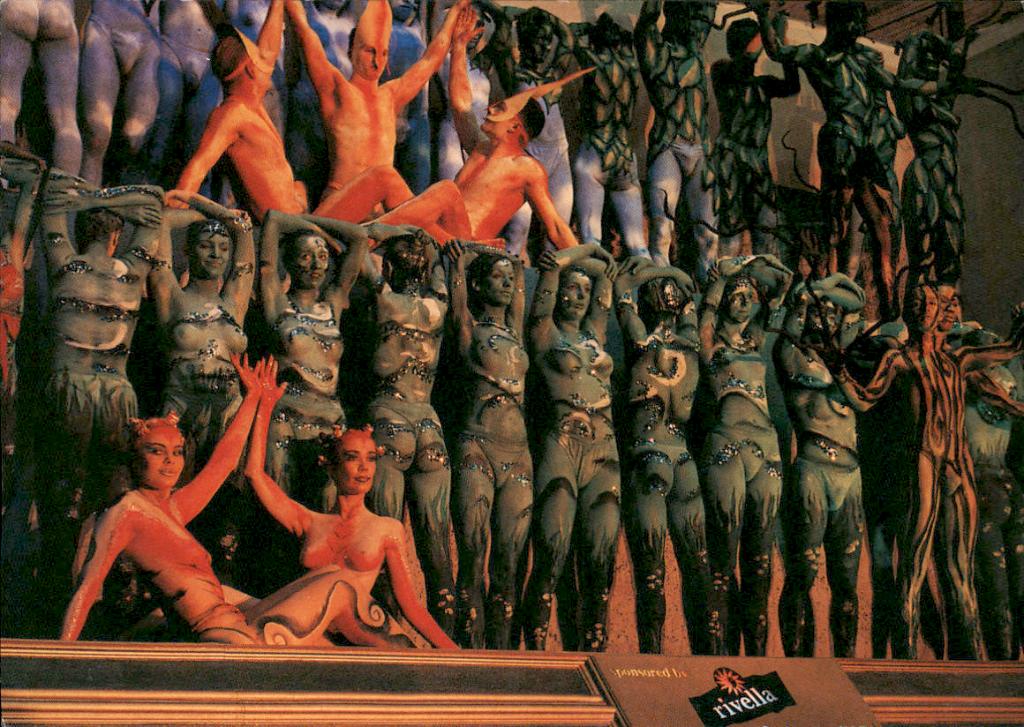 dames in bodypainting op podium. levend schilderij Rivella, Verzamelen, Verzenden, 1980 tot heden, Ongelopen, Overige thema's
