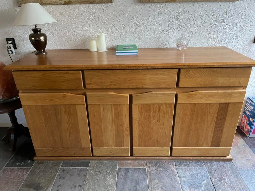 Massief eiken dressoir, Huis en Inrichting, Kasten | Dressoirs, Ophalen, Gebruikt, 25 tot 50 cm, 200 cm of meer