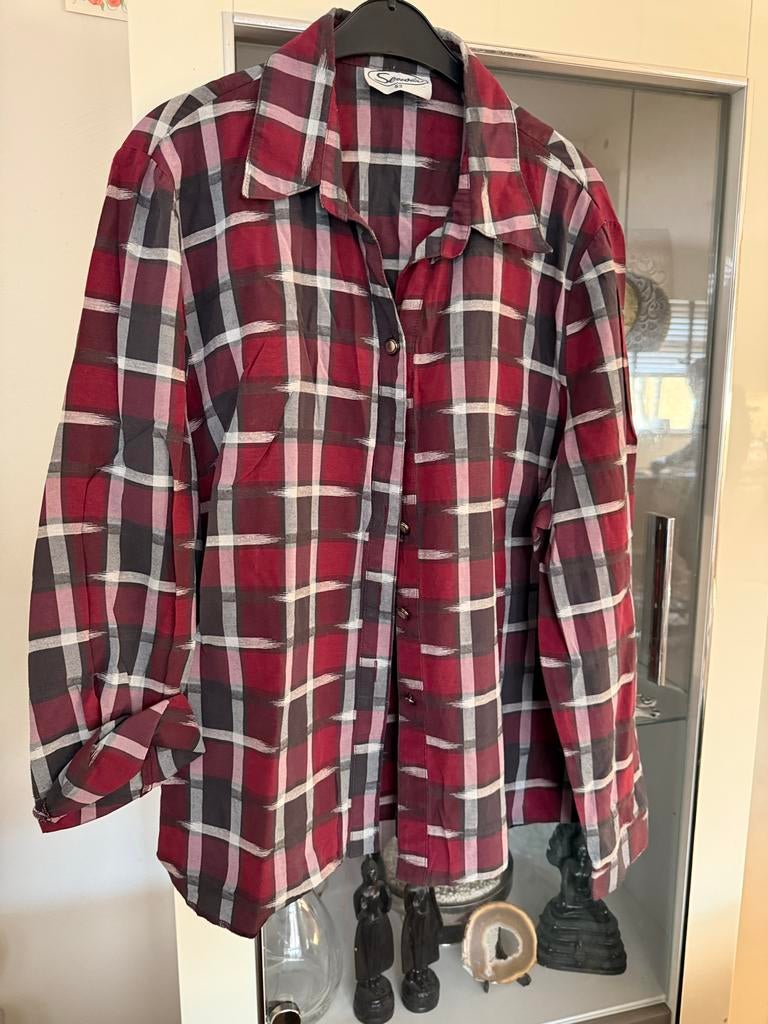Sensia geruit overhemd maat 52, Kleding | Dames, Grote Maten, Zo goed als nieuw, Blouse of Tuniek, Rood, Ophalen of Verzenden
