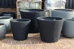 GROTE ronde bloempotten Fiberstone grijs & antraciet 3 maten
