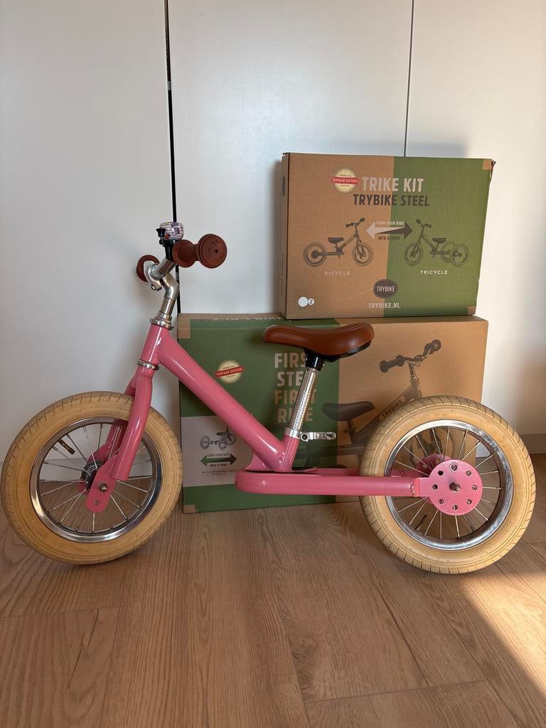 Trybike Roze (Vintage Edition) 2-in-1 Loopfiets, Ophalen, Gebruikt, Minder dan 16 inch
