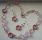 handwerk ketting + oorbellen, Verzenden, Nieuw, Steen of Mineraal, Roze