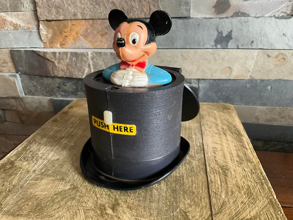 Vintage Walt Disney Mickey Mouse Poppal push toy Kohner, Ophalen of Verzenden, Mickey Mouse, Gebruikt, Beeldje of Figuurtje