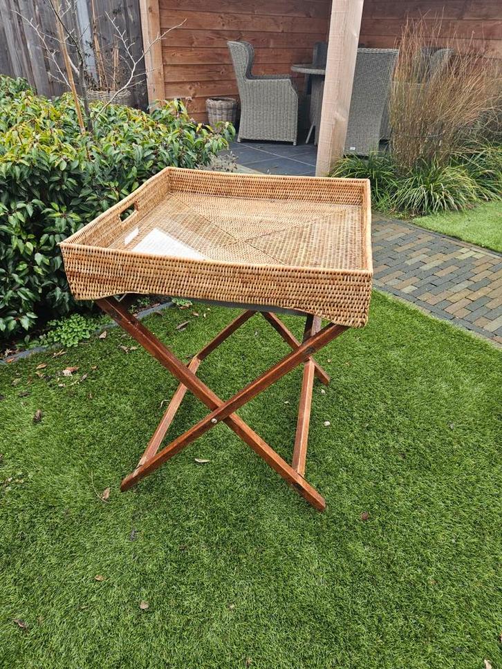 Buttertray XXL van Birma riet vierkant., Huis en Inrichting, Tafels | Bijzettafels, Gebruikt, Rechthoekig, 60 cm of meer, 75 cm of meer