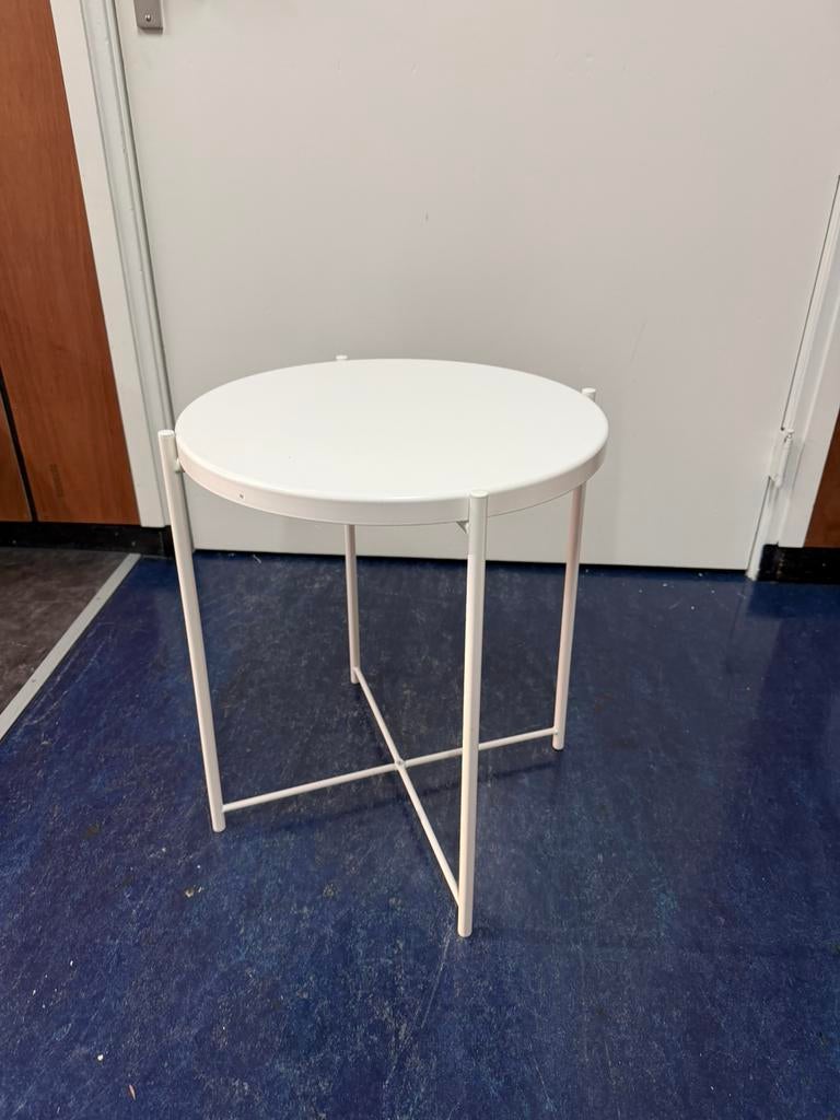 Wit bijzettafeltje, Minder dan 55 cm, Gebruikt, Rond, Ophalen