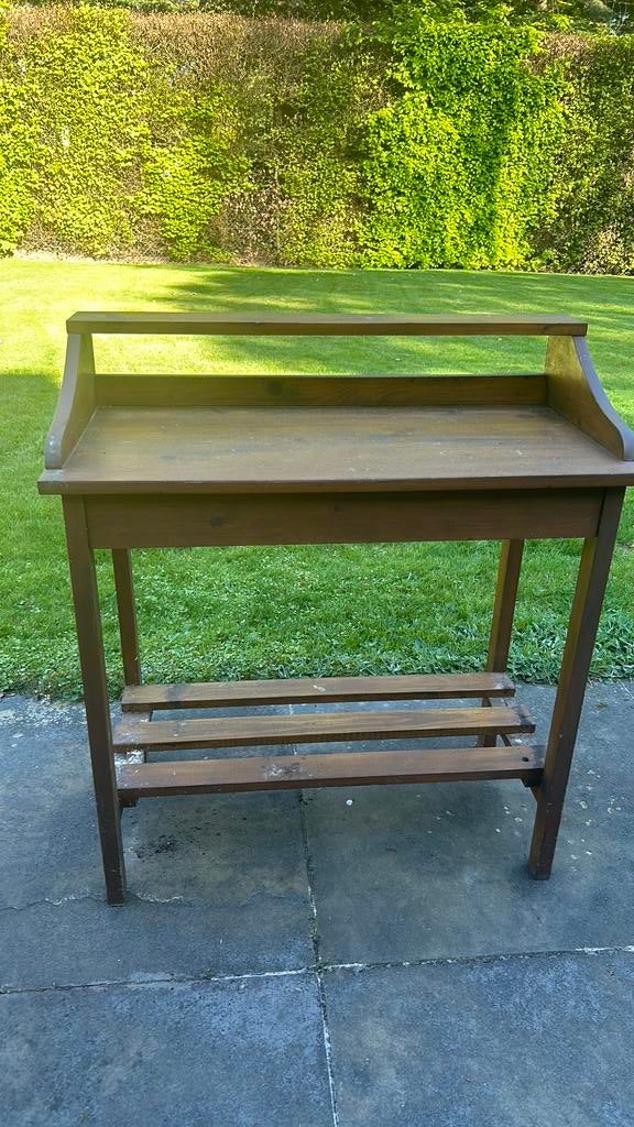 Houten oppot tafel buiten 80x40cm, Ophalen, Zo goed als nieuw, Rechthoekig