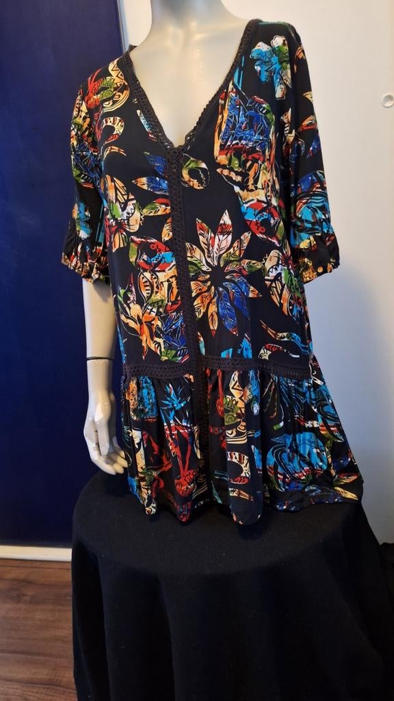 Zomerse Tuniek met Tropische Print  Desigual, Maat 38/40 (M), Overige kleuren, Ophalen of Verzenden, Zo goed als nieuw