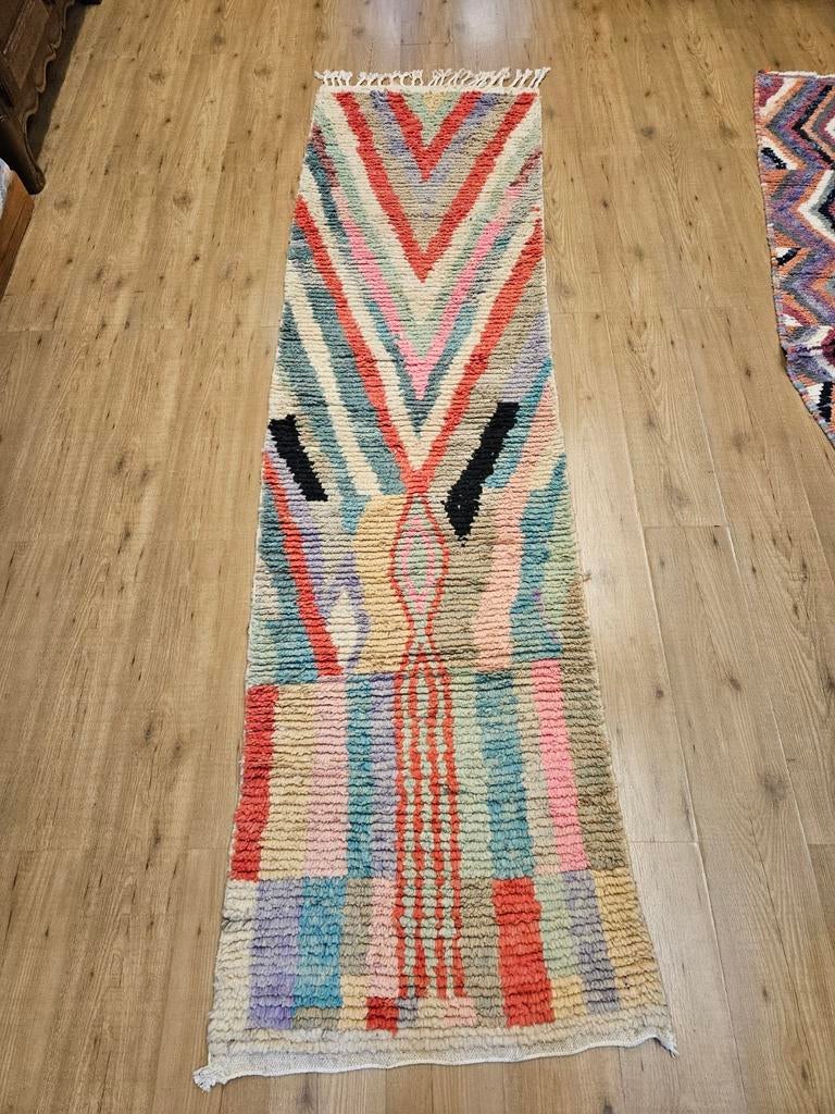 Handgeknoopt oosters tapijt loper Berber Beni Mrirt 283x77, Info@SlatsAntiek.nl, Crème, Perzisch, Vof Slats Antiek