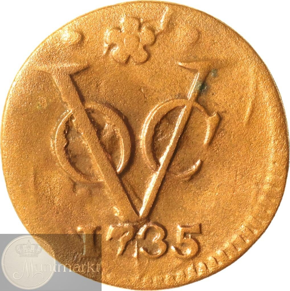 V.O.C. - Holland - Duit 1735 over 1734 jaartalwijziging, Ophalen of Verzenden, Vóór koninkrijk, Overige waardes, Losse munt