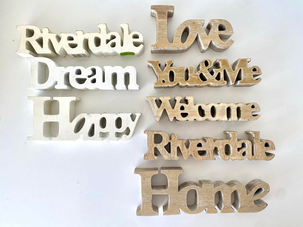 Riverdale Decoratieve houten letters en woorden, Huis en Inrichting, Hout, Gebruikt, Ophalen of Verzenden, Landelijk
