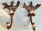 2 rendier kaarsenwandkandelaars. Samen - of Sami volkskunst., Ophalen of Verzenden, Overige materialen