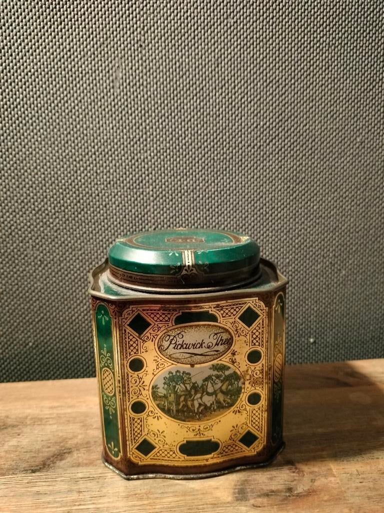 Vintage Pickwick Douwe Egberts theeblik., Ophalen of Verzenden, Gebruikt, Thee, Douwe Egberts