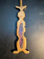 Vintage messing briefopener met amethist inleg, Ophalen of Verzenden