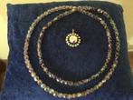 Supermooie vintage ketting van ouderwets glas en broche, Met hanger, Paars, Ophalen of Verzenden, Zo goed als nieuw