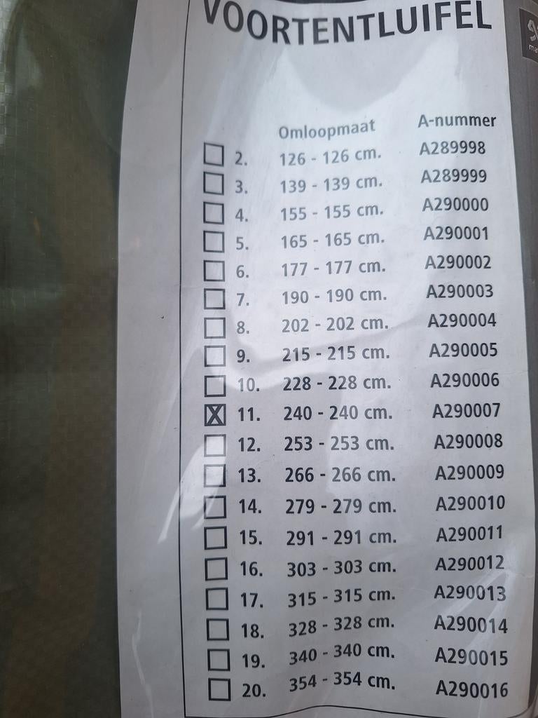 Nieuwe luifel (omloop 11) - ongebruikt, te klein besteld, Caravans en Kamperen, Ophalen of Verzenden, Nieuw, Ten Cate All Season 200g/m2