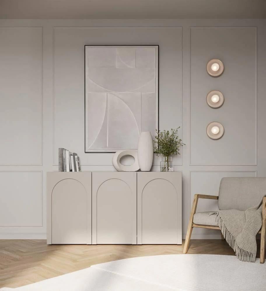 Dressoir Archie 3-deurs - Greige, Ophalen, Nieuw, 25 tot 50 cm