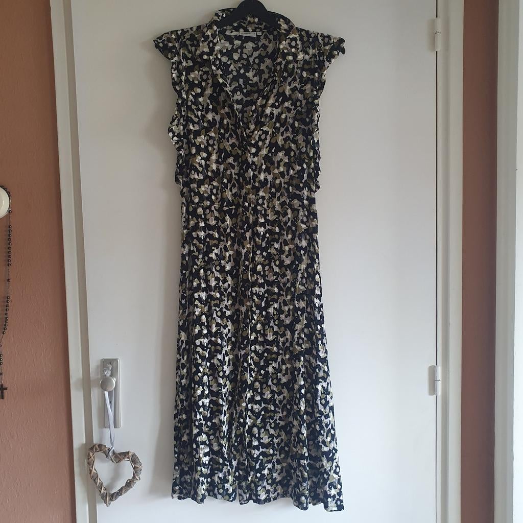 CL Essentials Jurk Maat M - Zwart/Groen/Wit Print, Kleding | Dames, Maat 38/40 (M), Zwart, CL Essentials, Ophalen of Verzenden