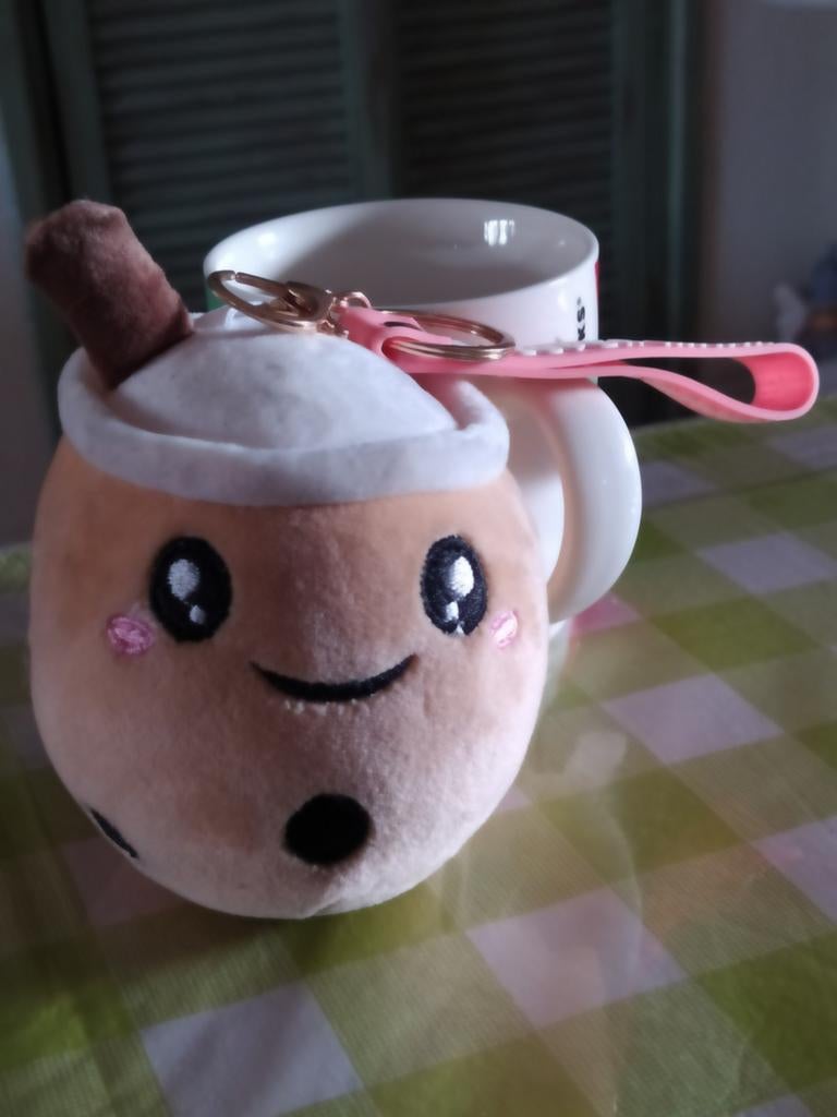 Vintage Super kawaii boba cute pluche sleutelhanger, Ophalen of Verzenden, Overige typen