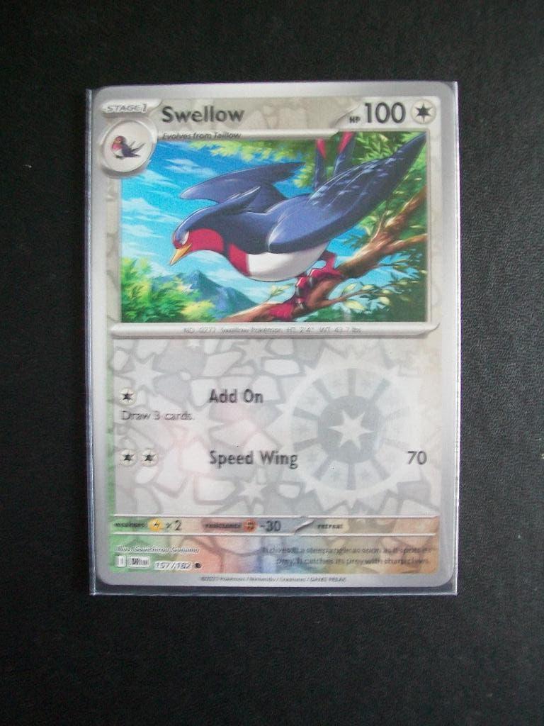 1118: Nieuwe Pokemon Kaart holofoil SWELLOW HP 100 (157/182), Verzenden, Nieuw, Losse kaart, Foil