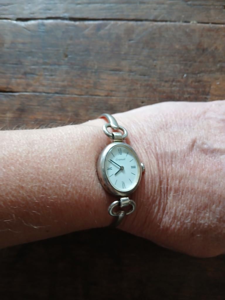 Vintage Zilveren Horloge Mechanisch Exponent, Overige merken, Gebruikt, Polshorloge, Ophalen of Verzenden