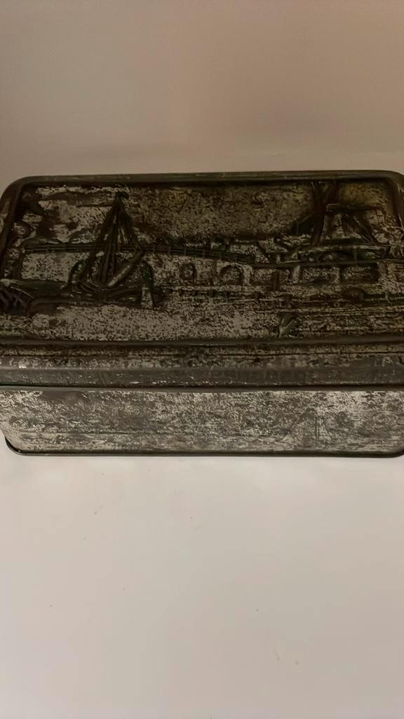 Vintage Droste Cacao blik met reliëf, Verzamelen, Blikken, Gebruikt, Overige, Droste, Ophalen of Verzenden