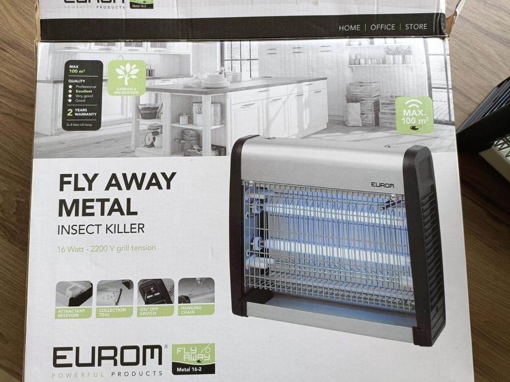Eurom Fly Away Metal Insect Killer 16W, Tuin en Terras, Bestrijdingsmiddelen, Ophalen of Verzenden, Zo goed als nieuw, Overige soorten
