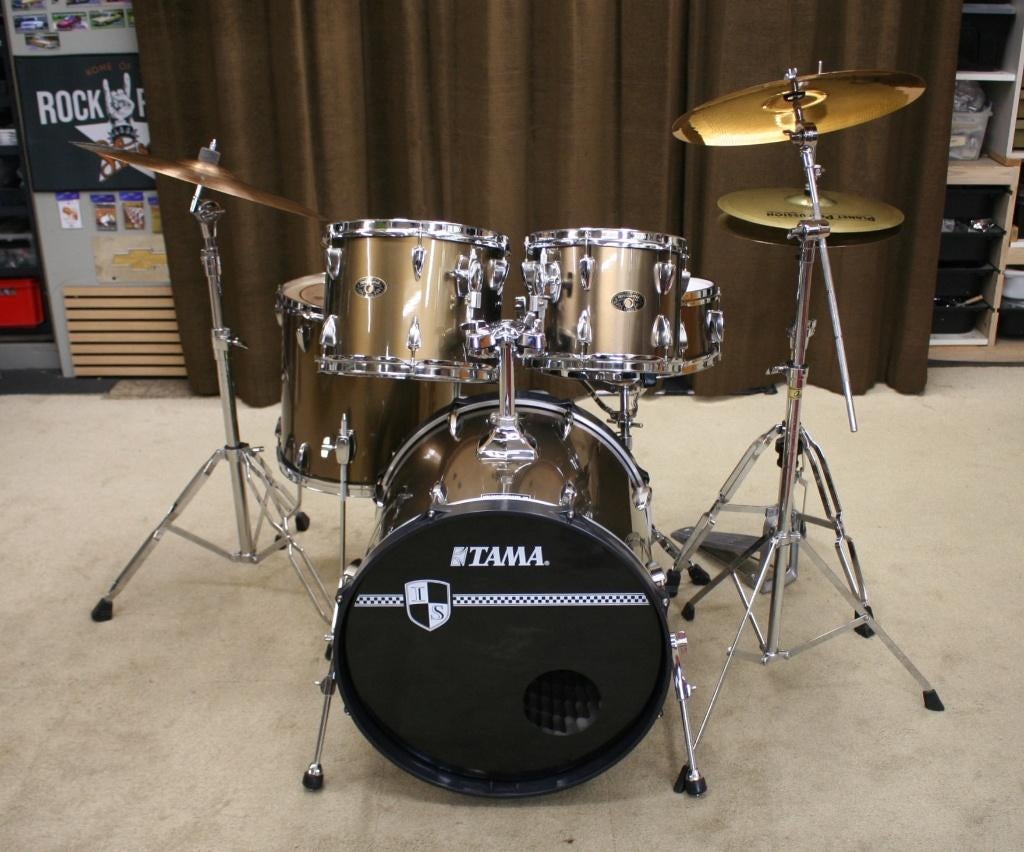 drumstel: tama imperialstar mocca 20/10/12/14/14sn bekkenset, Muziek en Instrumenten, Drumstellen en Slagwerk, Ophalen, Gebruikt