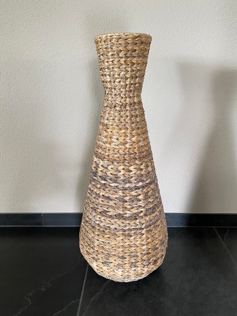 Rieten vaas, mand, 2 stuks. 71 hoog 35 omtrek, Huis en Inrichting, Overige kleuren, Ophalen of Verzenden, Minder dan 50 cm, Glas