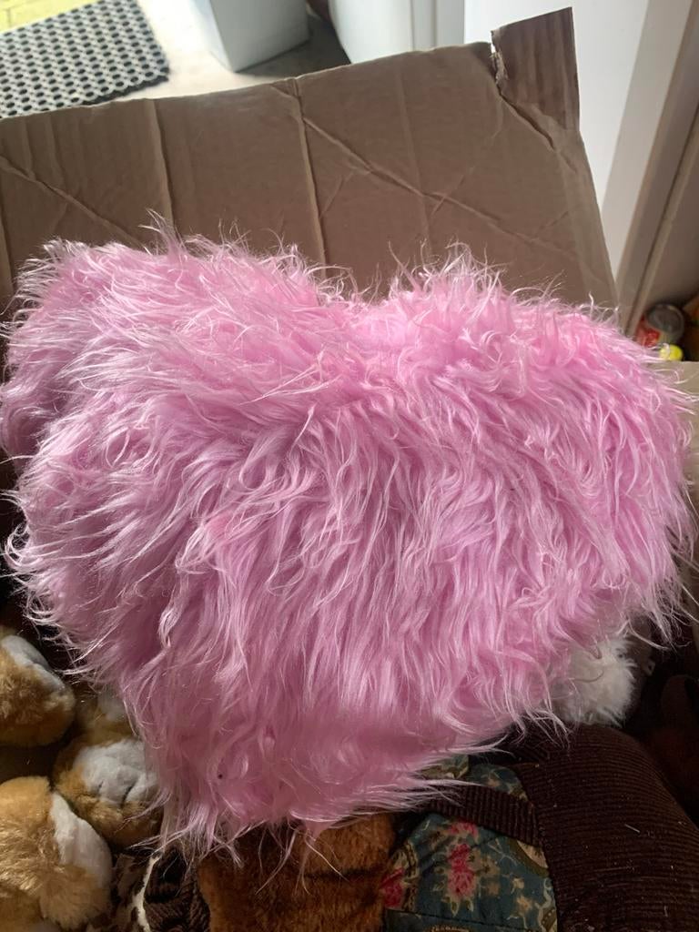 Roze bonthart kussen, Ophalen of Verzenden, Gebruikt, Roze, Hartvormig
